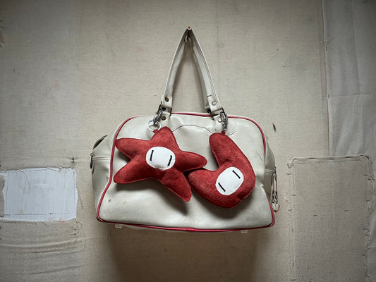 LEATHER RED SUADE MOSS KEYCHAIN