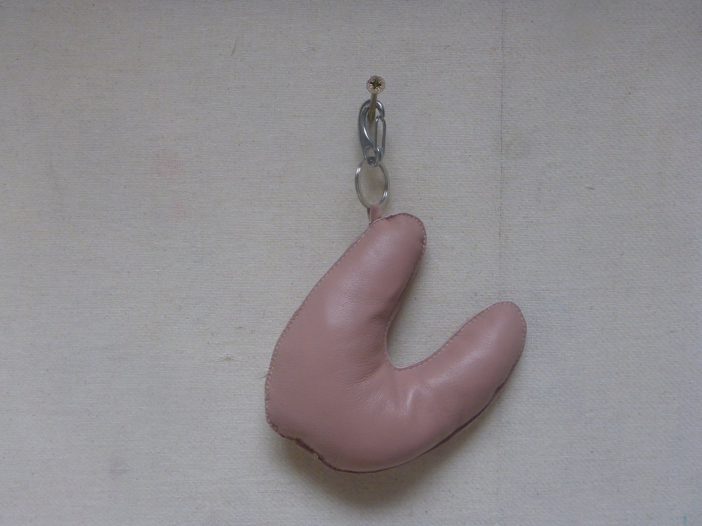 LEATHER PINK MOSS KEYCHAIN