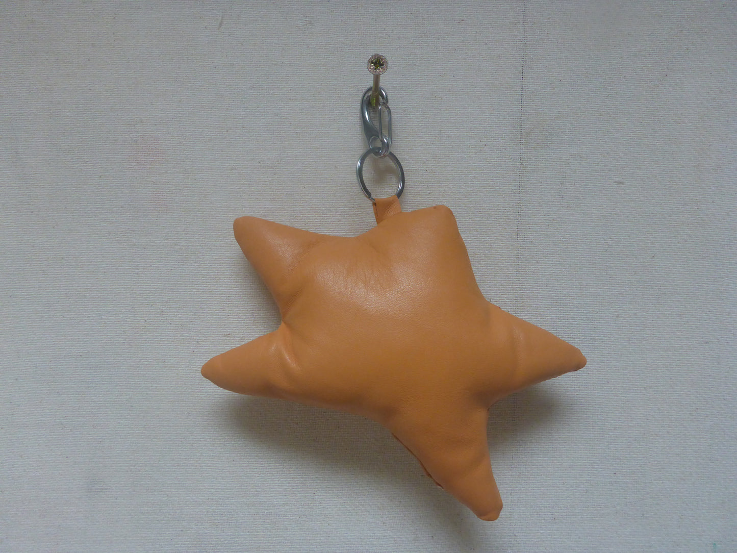LEATHER ORANGE MOSS KEYCHAIN